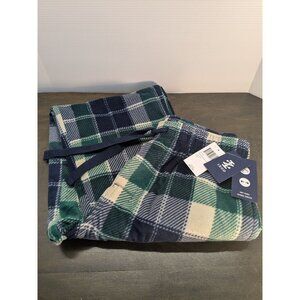 NWT Izod Men's Flannel Pajama Pants Green & Navy Plaid Soft Touch Size S